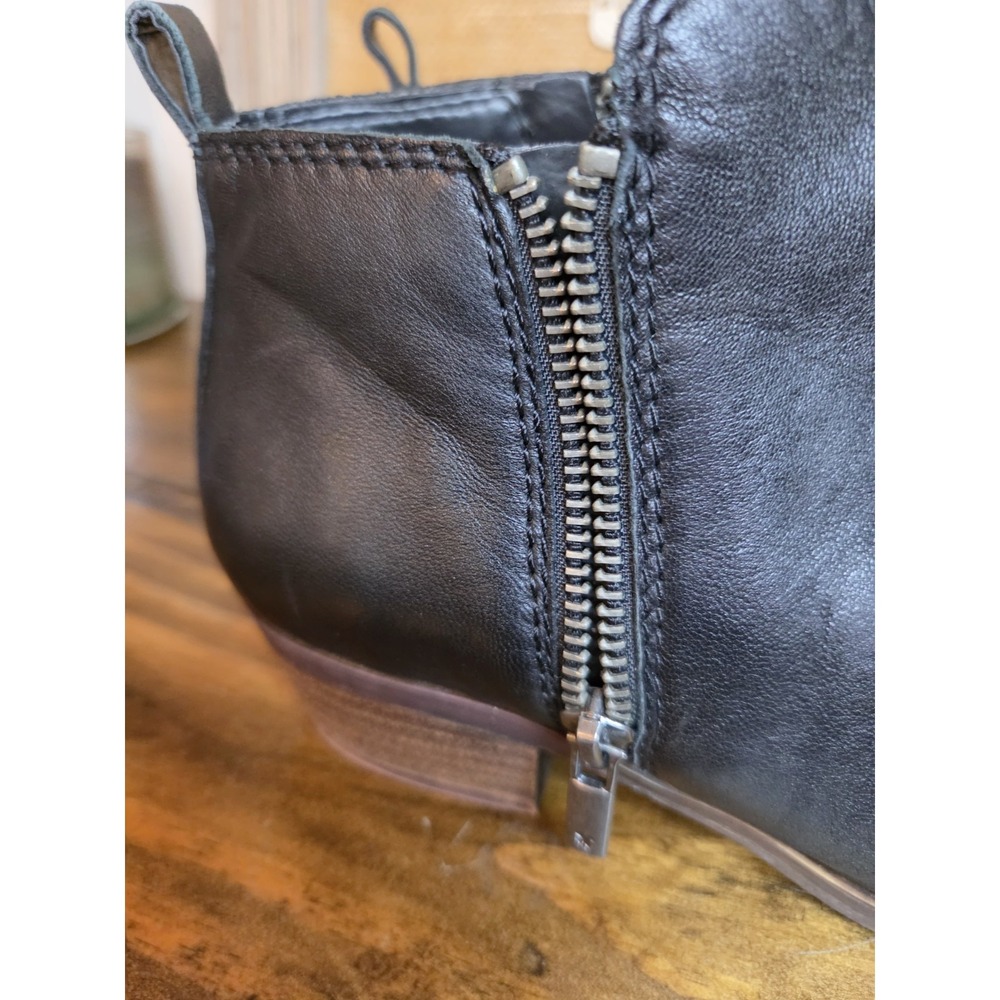 Lucky Brand Women's 7 W Black Leather Basel Moto Ankle Zip Biker Boots Booties - Picture 12 of 12